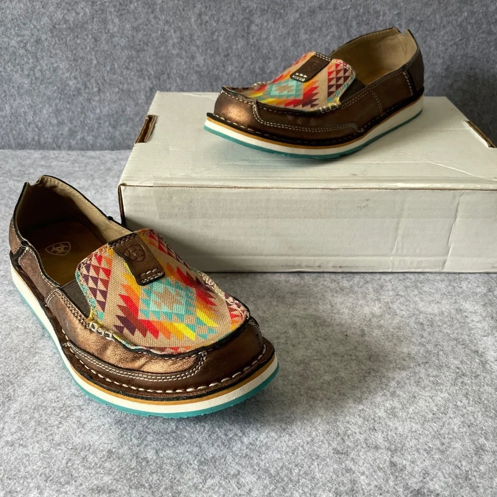 Ariat Cruiser Womens Metallic Bronze Serape Southwestern Slip On Loafers Shoes